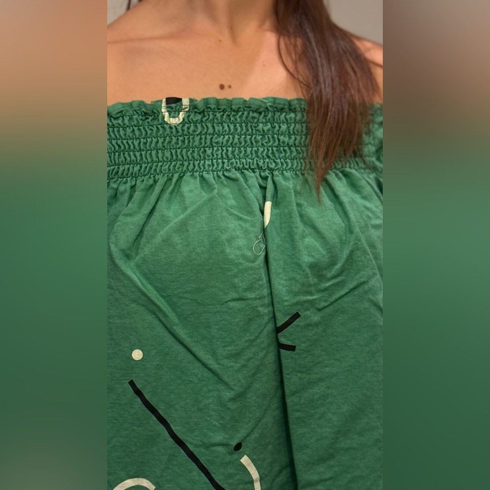Capulet Green Off-Shoulder Smocked Dress size S/M - Picture 6 of 7